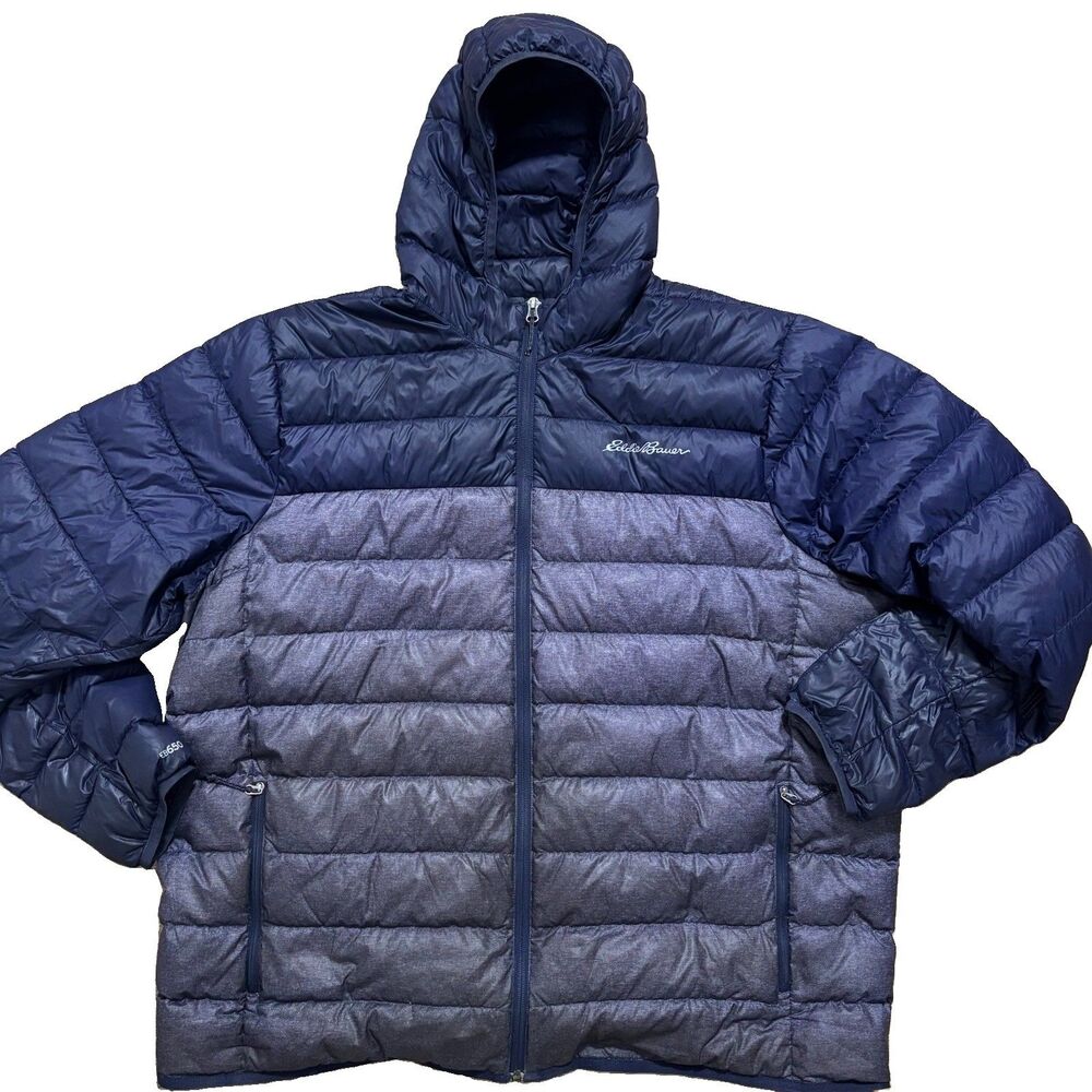 Eddie Bauer CirrusLite Puffer Jacket Men’s XXL Hooded Blue Gray EB650 Down